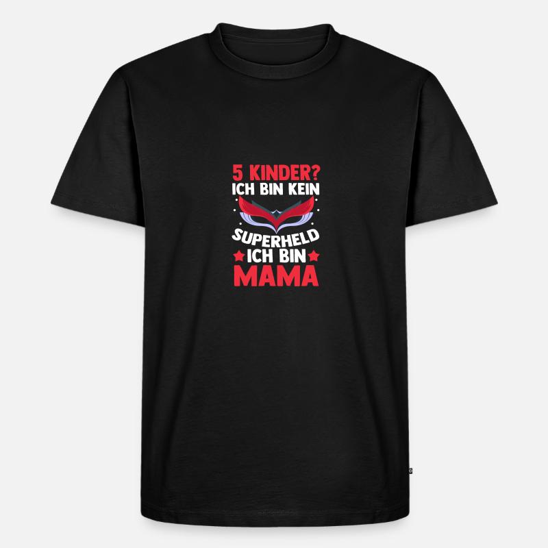 Mama Von 5 Kindern Superheldin - Männer Premium Bio T-Shirt - Schwarz