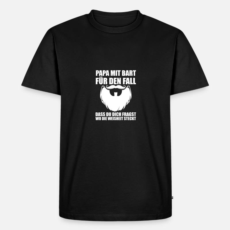 Papa Mit Bart - Männer Premium Bio T-Shirt - Schwarz