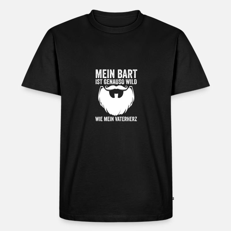 Papa Mit Bart - Männer Premium Bio T-Shirt - Schwarz