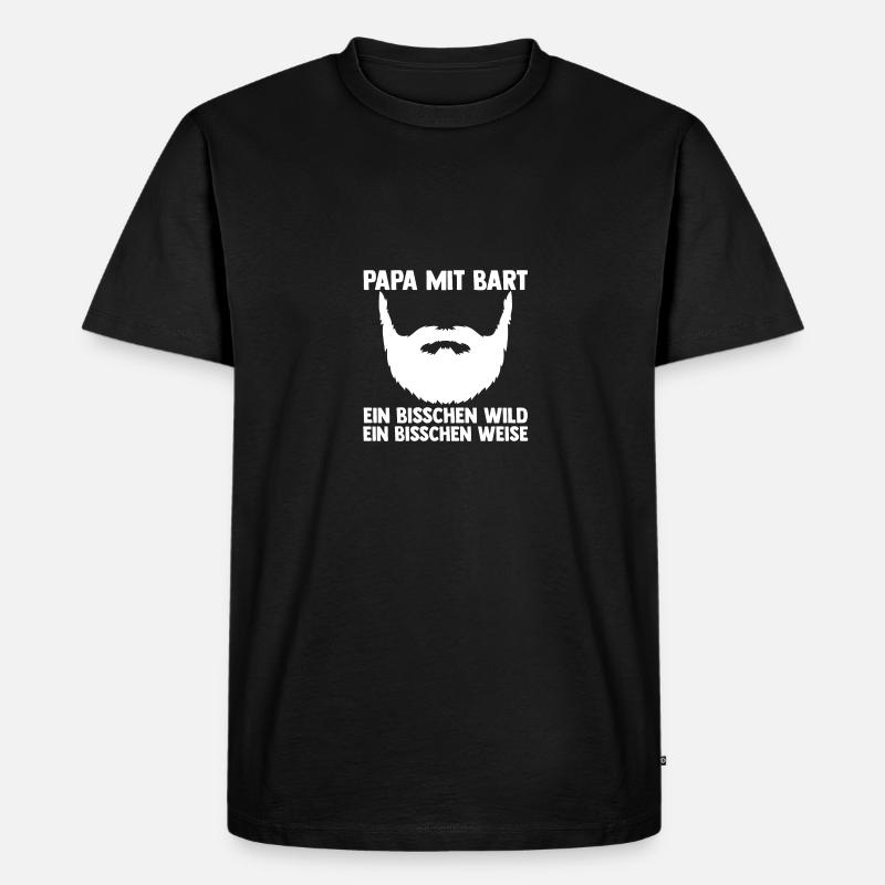 Papa Mit Bart - Männer Premium Bio T-Shirt - Schwarz
