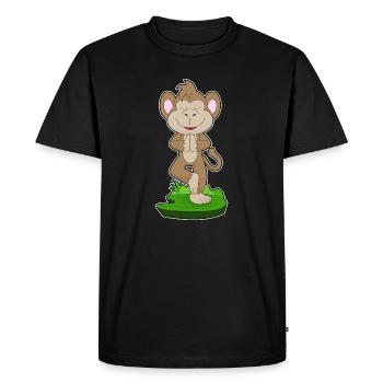 Monkey Yoga Fitness Meditation - Men's Premium Organic T-Shirt - black - Front - Nico (187cm)