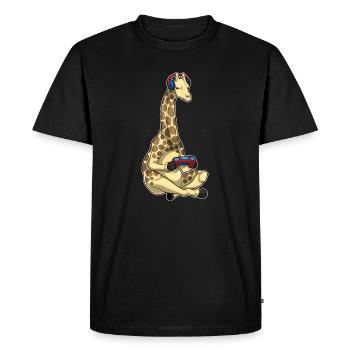 Giraffe Gamer Controller - Men's Premium Organic T-Shirt - black - Front - Nico (187cm)