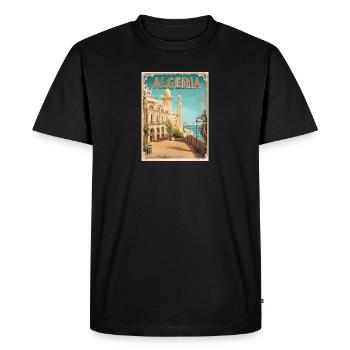 Algerie Vue Historique Côtière - T-shirt Premium bio Homme - noir - Devant - Nico (187cm)
