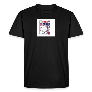 Un chat audacieux avec une déclaration d’amour sucé - T-shirt Premium bio Homme - noir - Devant - Nico (187cm)
