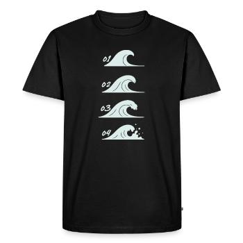 Minimalist Waves Illustration Sea - Men's Premium Organic T-Shirt - black - Front - Nico (187cm)