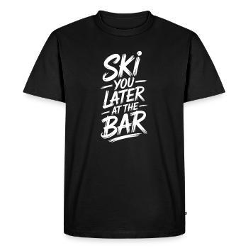 Skier plus tard au bar après ski bar - T-shirt Premium bio Homme - noir - Devant - Nico (187cm)