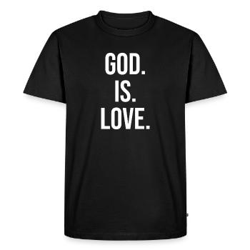 Dieu est amour - T-shirt Premium bio Homme - noir - Devant - Nico (187cm)