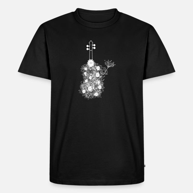 blumige Geige Geschenkidee - Männer Premium Bio T-Shirt - Schwarz
