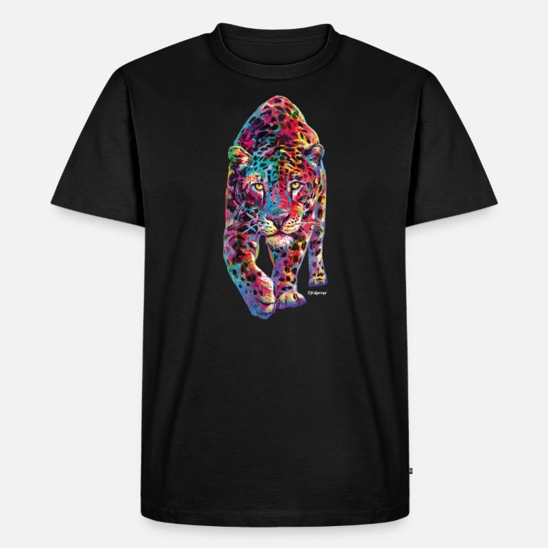 P.D. Moreno Bunter Leopard - Männer Premium Bio T-Shirt - Schwarz