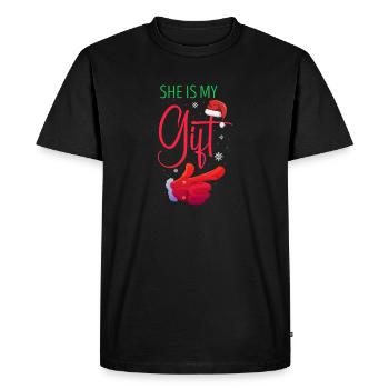 Elle est mon cadeau mignon Noël couples designs - T-shirt Premium bio Homme - noir - Devant - Nico (187cm)