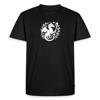 Druid Dragon (white) - Men's Premium Organic T-Shirt - black - Front - Nico (187cm)