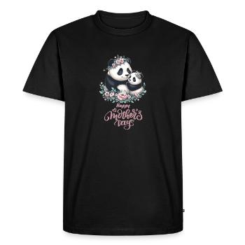 Joyeuse fête des mères Couronne florale maman Panda - T-shirt Premium bio Homme - noir - Devant - Nico (187cm)