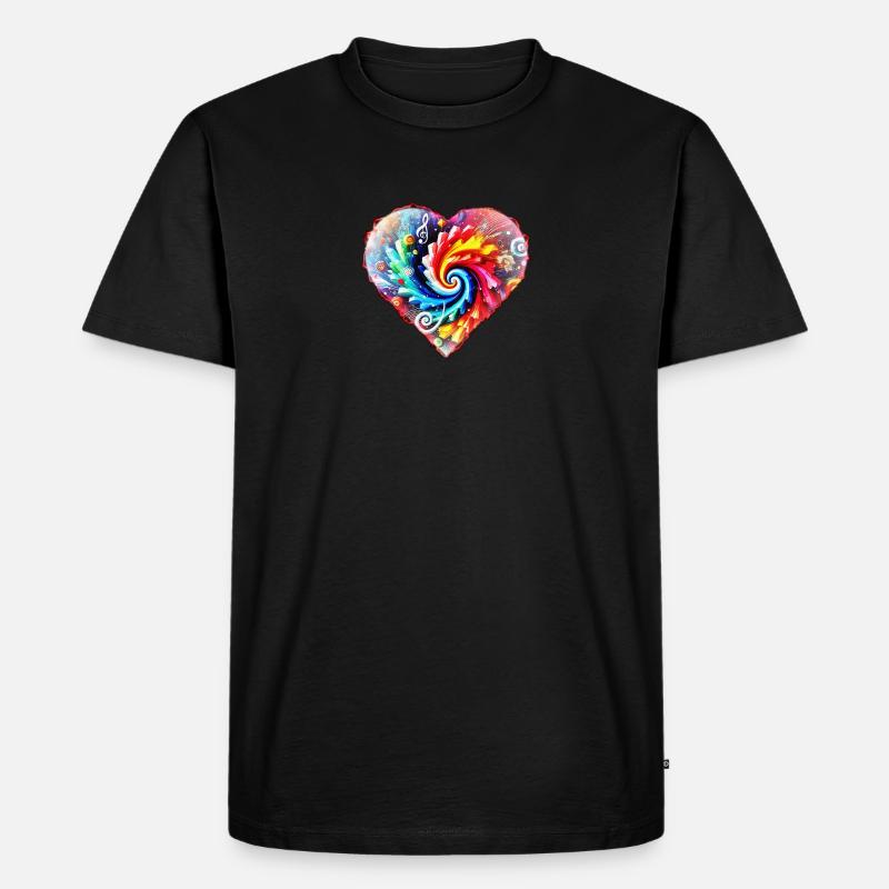 Psychedelisches Regenbogenherz - Männer Premium Bio T-Shirt - undefined