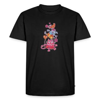 Joyeux anniversaire chat - T-shirt Premium bio Homme - noir - Devant - Nico (187cm)