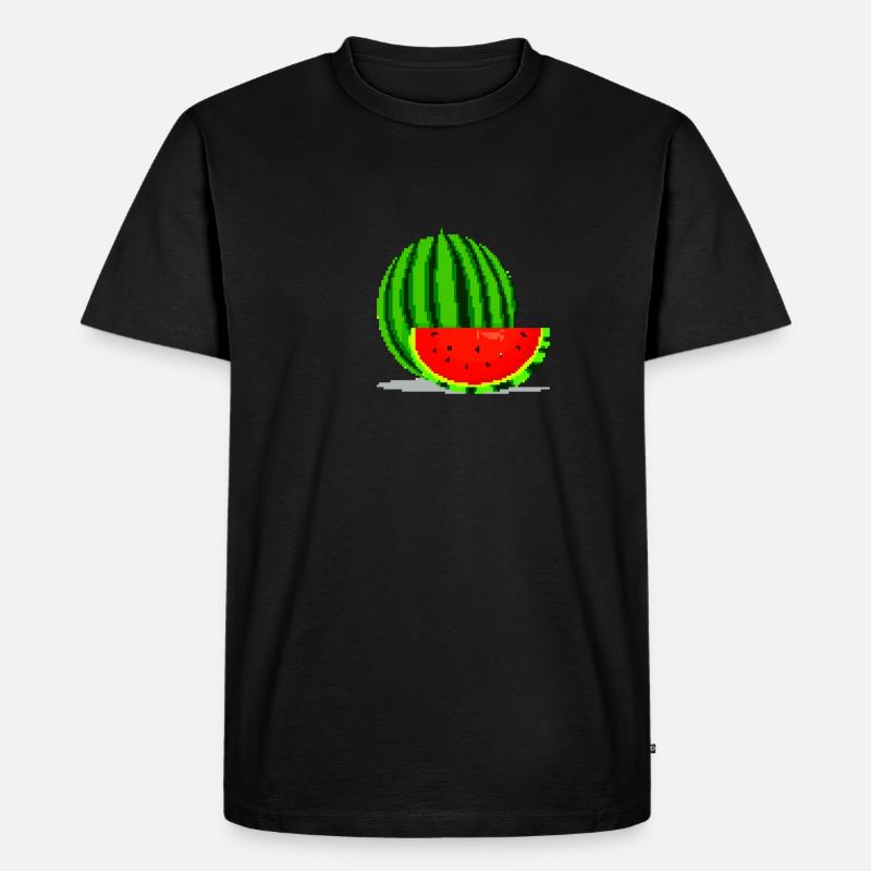 Pixel Art Melone - Männer Premium Bio T-Shirt - Schwarz