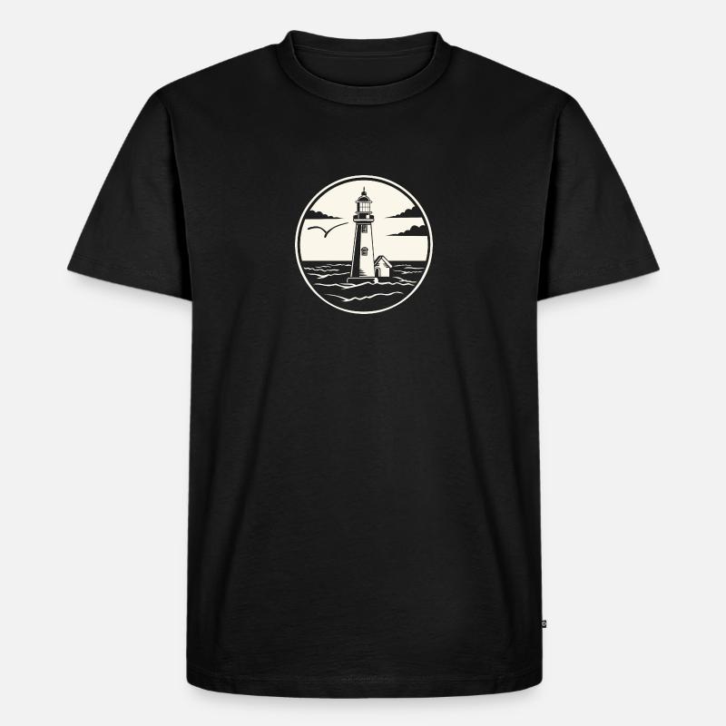 Lighthouse - Männer Premium Bio T-Shirt - Schwarz