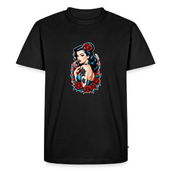 Rockabilly / Pin-up / Années 50 - T-shirt Premium bio Homme - noir - Devant - Nico (187cm)