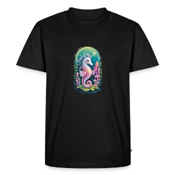 Seahorse Unicorn: Magical Sea World - Men's Premium Organic T-Shirt - black - Front - Nico (187cm)