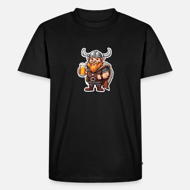 Fröhlicher Wikinger mit Bier - Männer Premium Bio T-Shirt - Schwarz