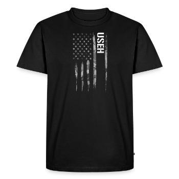USEH - American Flag - Men's Premium Organic T-Shirt - black - Front - Nico (187cm)