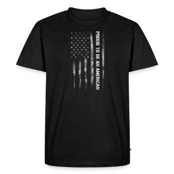 Fier d’être un Américain - T-shirt Premium bio Homme - noir - Devant - Nico (187cm)