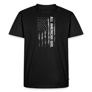 All American Girl - American Flag - Men's Premium Organic T-Shirt - black - Front - Nico (187cm)