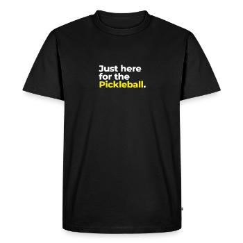 Pickelball Tee, Modern Minimalist - Men's Premium Organic T-Shirt - black - Front - Nico (187cm)