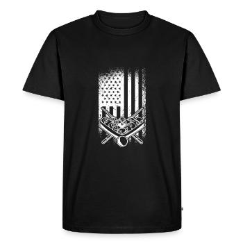 Retro Graphic Pool Billard Snooker Billard Cue 8-B - Men's Premium Organic T-Shirt - black - Front - Nico (187cm)