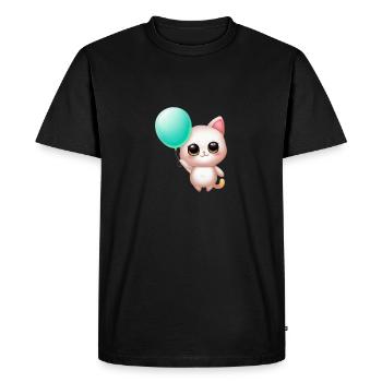 Chat avec ballon - T-shirt Premium bio Homme - noir - Devant - Nico (187cm)