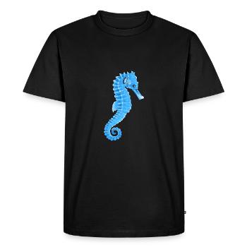 Hippocampe bleu océan mer profonde illustration - T-shirt Premium bio Homme - noir - Devant - Nico (187cm)