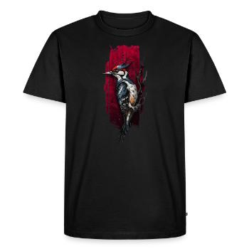 Vibrant Woodpecker bird - Men's Premium Organic T-Shirt - black - Front - Nico (187cm)