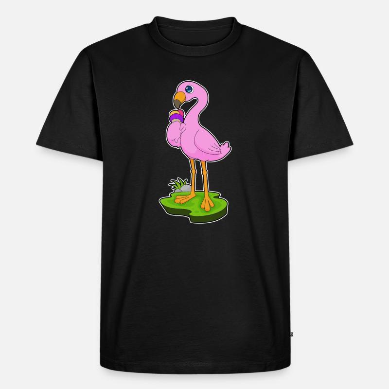 Flamingo Waffeleis - Männer Premium Bio T-Shirt - Schwarz