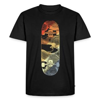 Retro Skateboard Drawing - Men's Premium Organic T-Shirt - black - Front - Nico (187cm)