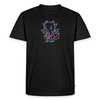 Neon Rainboat Dragon in Neon Lines - Men's Premium Organic T-Shirt - black - Front - Nico (187cm)