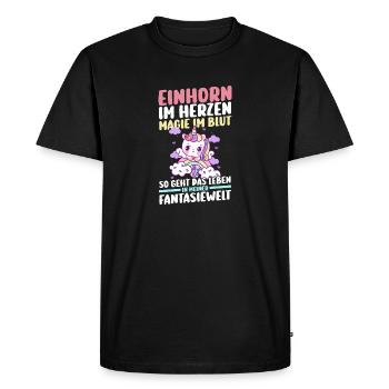 Licorne arc-en-ciel magique - T-shirt Premium bio Homme - noir - Devant - Nico (187cm)
