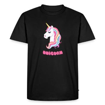 Licorne arc-en-ciel Licorne Cheval arc-en-ciel LGBTQ 2 - T-shirt Premium bio Homme - noir - Devant - Nico (187cm)