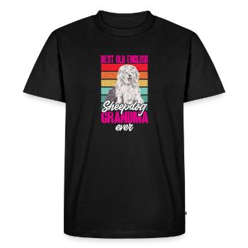 Vieux chien de berger anglais Sheepie Bobtail - T-shirt Premium bio Homme - noir - Devant - Nico (187cm)