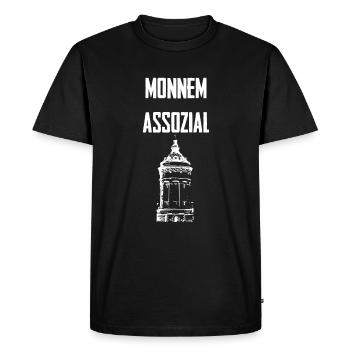 Monnem Assozial Water Tower - Men's Premium Organic T-Shirt - black - Front - Nico (187cm)