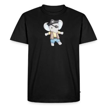 cute elephant as a pirate - Men's Premium Organic T-Shirt - black - Front - Nico (187cm)