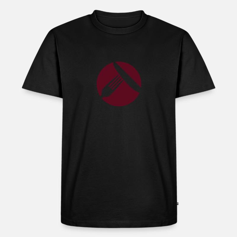 Teller und Besteck - Männer Premium Bio T-Shirt - Schwarz