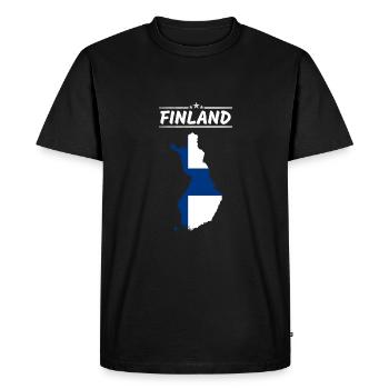 Finland flag country outline banner country Suomi - Men's Premium Organic T-Shirt - black - Front - Nico (187cm)