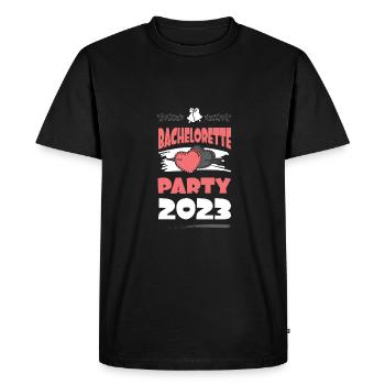 Enterrement de vie de jeune fille 2023 Enterrement de vie de garçon - T-shirt Premium bio Homme - noir - Devant - Nico (187cm)