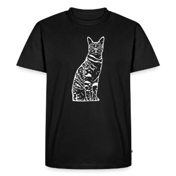 Chat White Silhouette Cadeau Cat Lover - T-shirt Premium bio Homme - noir - Devant - Nico (187cm)