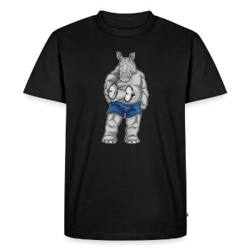 Rhino Bodybuilder Dumbbell Bodybuilding - Men's Premium Organic T-Shirt - black - Front - Nico (187cm)