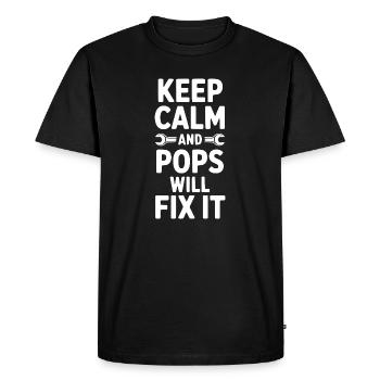 Keep Calm and Pops Will Fix It - Men's Premium Organic T-Shirt - black - Front - Nico (187cm)