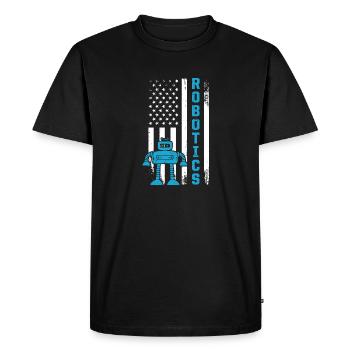 Robotique Drapeau Américain USA Droid Builder 4ème De Ju - T-shirt Premium bio Homme - noir - Devant - Nico (187cm)