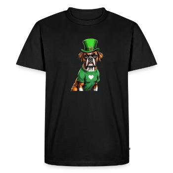 Boxer chien Saint-Patrick je chapeau vert irlandais St - T-shirt Premium bio Homme - noir - Devant - Nico (187cm)