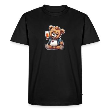 Célébrer l’ours en peluche avec de la bière - T-shirt Premium bio Homme - noir - Devant - Nico (187cm)