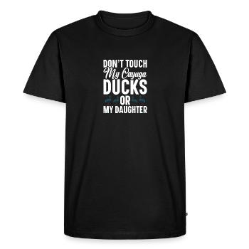 Cayuga canard peluche Animal enclos nourriture Cayuga - T-shirt Premium bio Homme - noir - Devant - Nico (187cm)