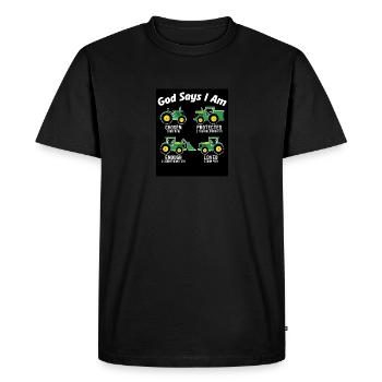 Dieu dit que je suis tracteur camion bambin enfants ferme - T-shirt Premium bio Homme - noir - Devant - Nico (187cm)